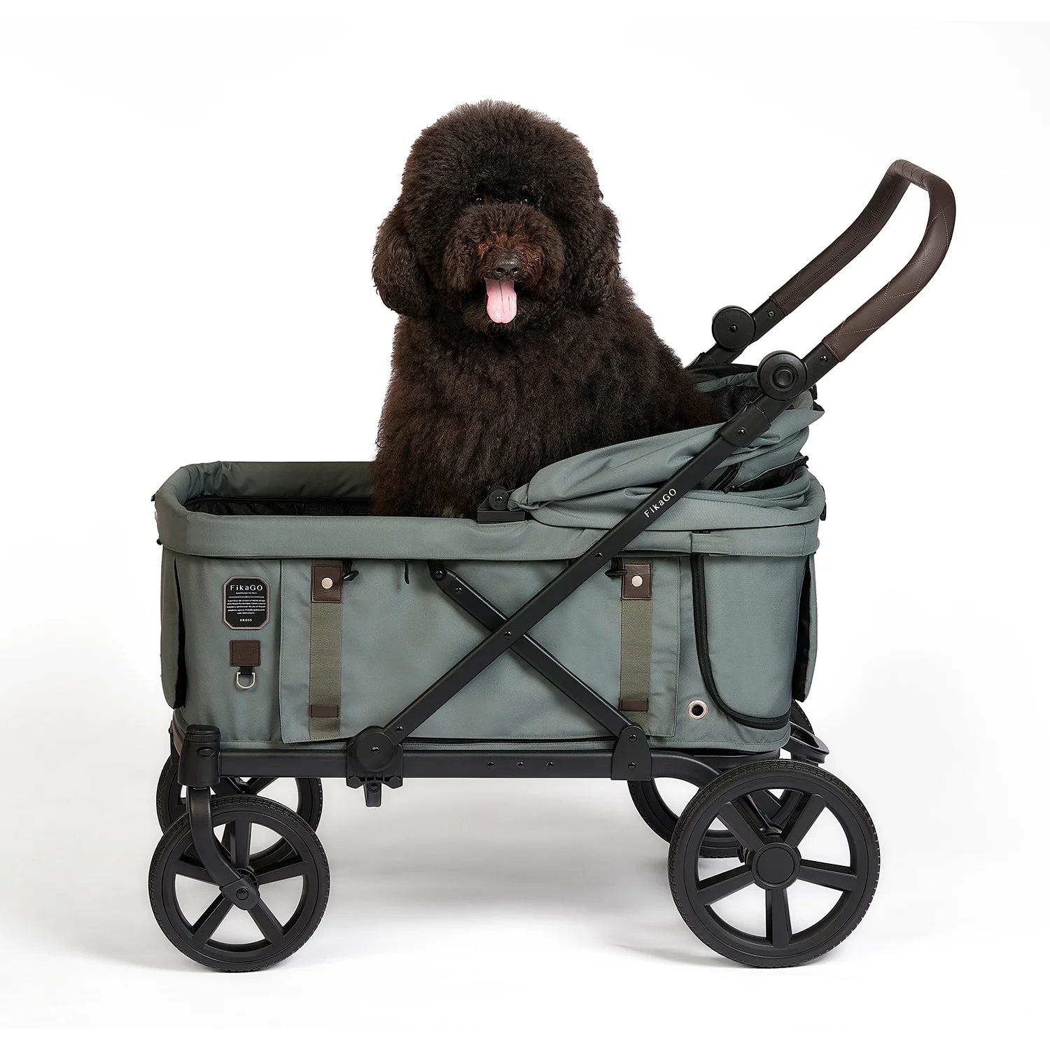 KROSS | One-Step Folding Large Pet Stroller - Forest Green