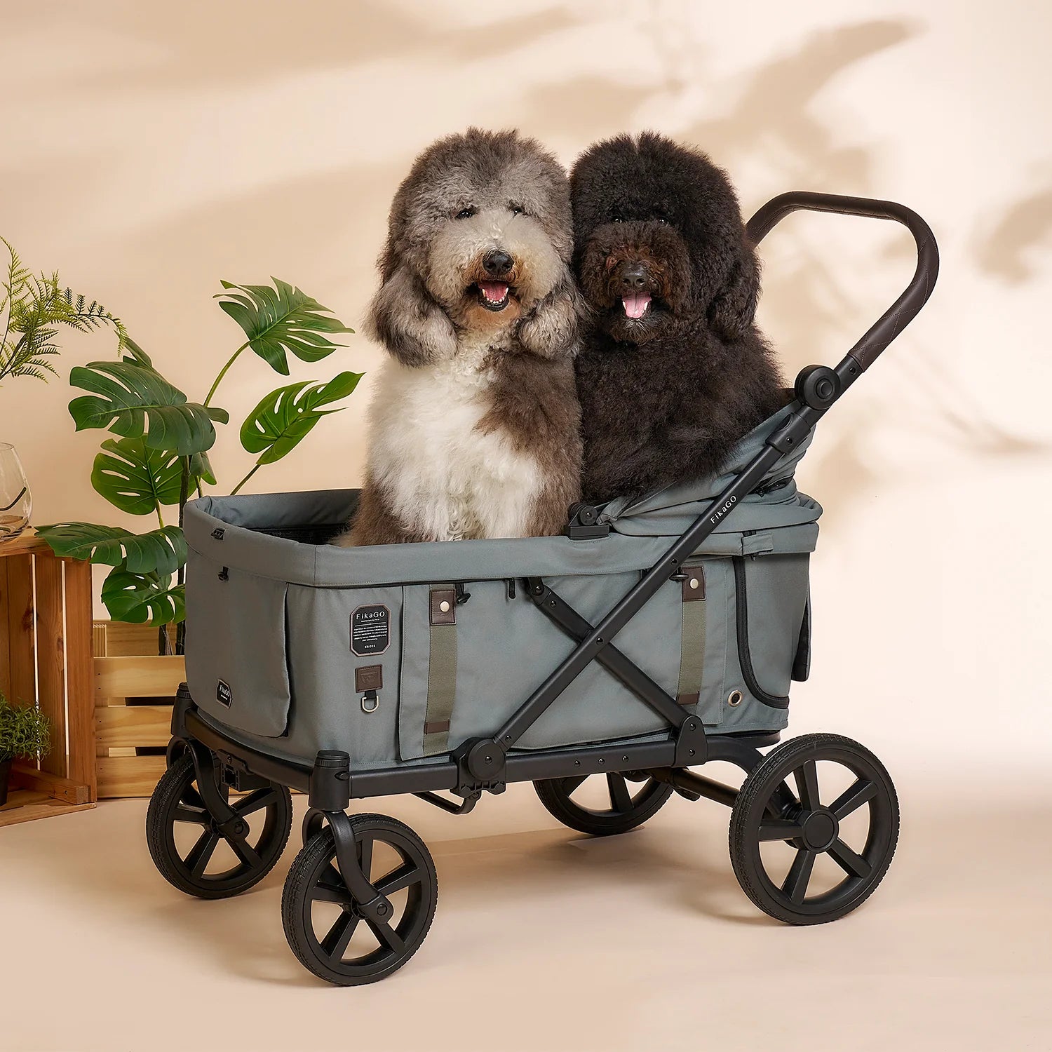 KROSS | One-Step Folding Large Pet Stroller - Forest Green