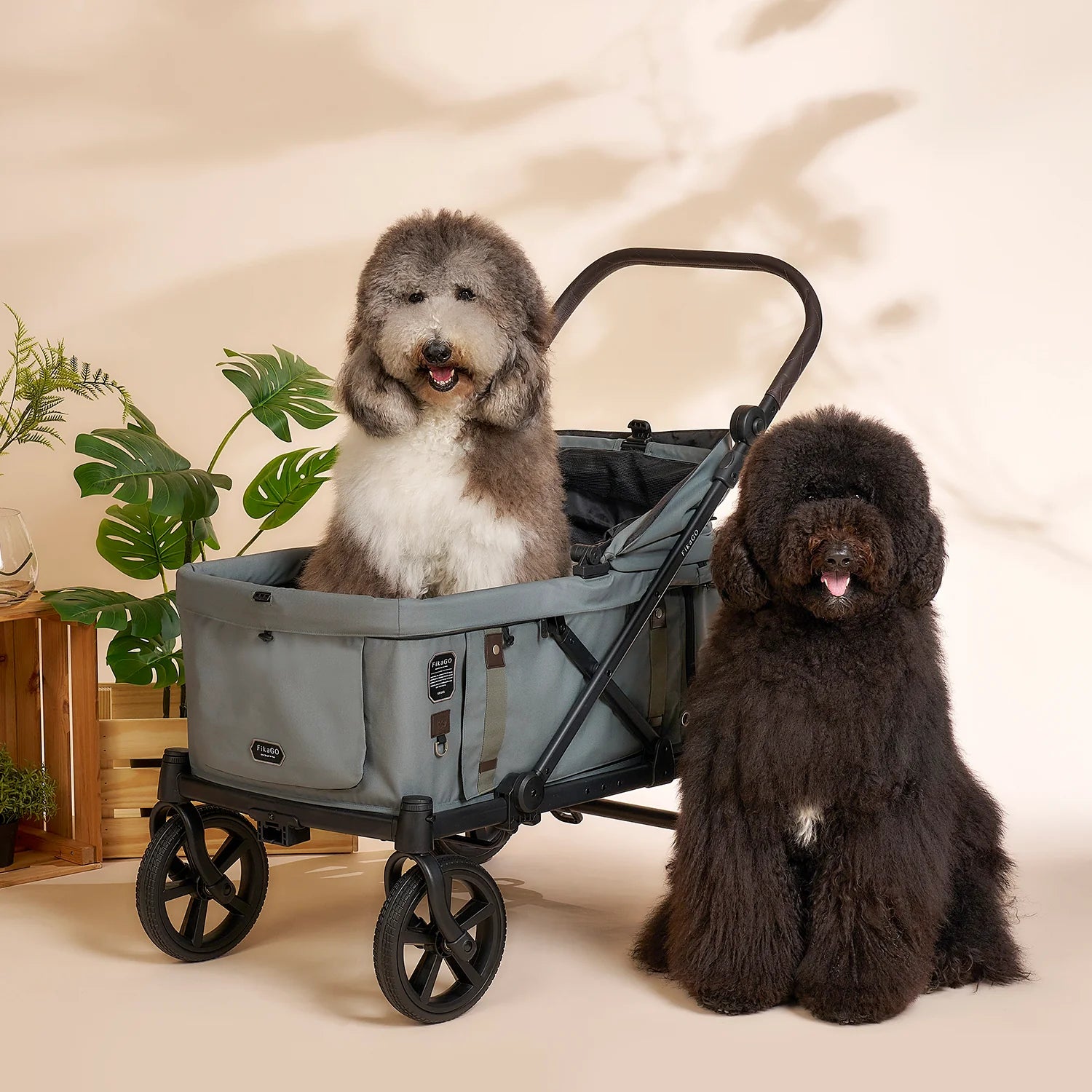 KROSS | One-Step Folding Large Pet Stroller - Forest Green